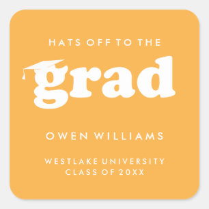 BOLD RETRO HATS OFF TO THE GRAD GRADUATION STICKER