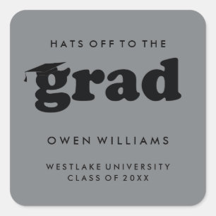 BOLD RETRO HATS OFF TO THE GRAD GRADUATION STICKER