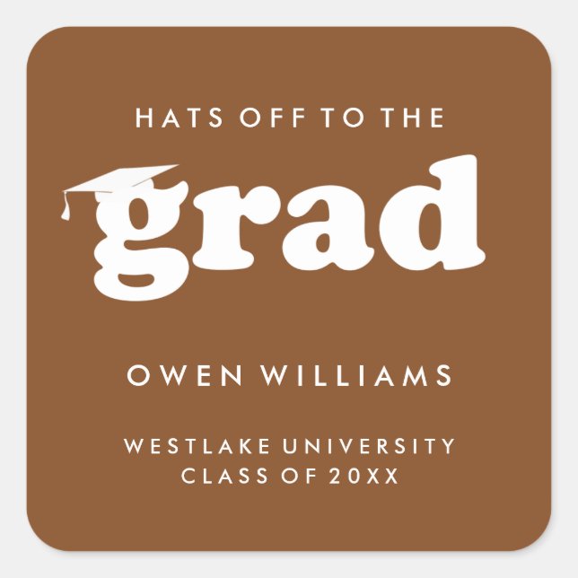 BOLD RETRO HATS OFF TO THE GRAD GRADUATION STICKER (Front)