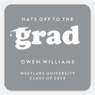 BOLD RETRO HATS OFF TO THE GRAD GRADUATION STICKER