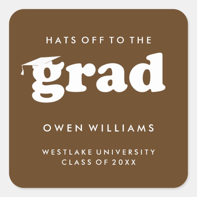 BOLD RETRO HATS OFF TO THE GRAD GRADUATION STICKER (Front)