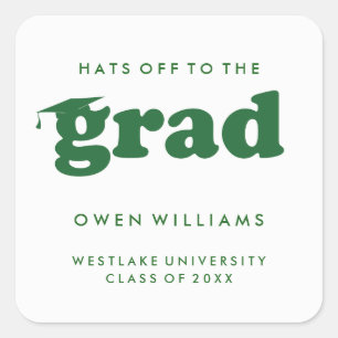 BOLD RETRO HATS OFF TO THE GRAD GRADUATION STICKER