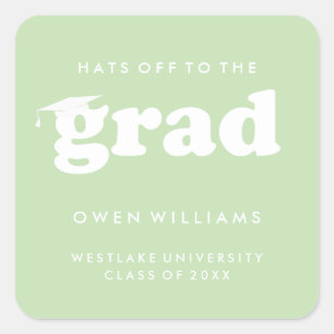 BOLD RETRO HATS OFF TO THE GRAD GRADUATION STICKER