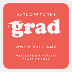 BOLD RETRO HATS OFF TO THE GRAD GRADUATION STICKER