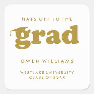 BOLD RETRO HATS OFF TO THE GRAD GRADUATION STICKER
