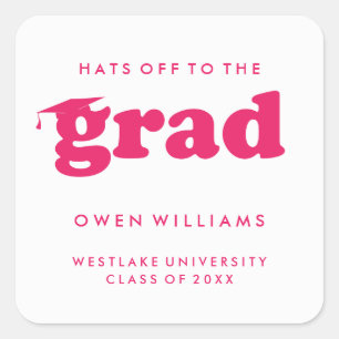 BOLD RETRO HATS OFF TO THE GRAD GRADUATION STICKER