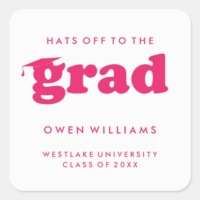 BOLD RETRO HATS OFF TO THE GRAD GRADUATION STICKER (Front)