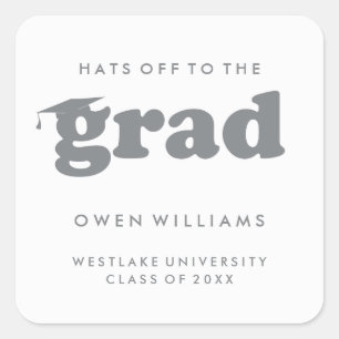 BOLD RETRO HATS OFF TO THE GRAD GRADUATION STICKER