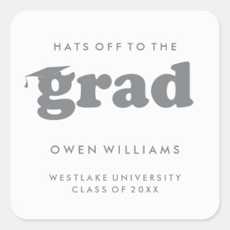 BOLD RETRO HATS OFF TO THE GRAD GRADUATION STICKER