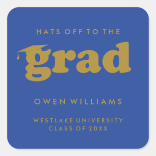 BOLD RETRO HATS OFF TO THE GRAD GRADUATION STICKER