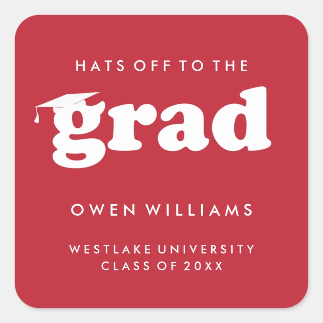 BOLD RETRO HATS OFF TO THE GRAD GRADUATION STICKER (Front)