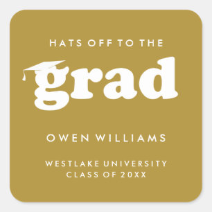 BOLD RETRO HATS OFF TO THE GRAD GRADUATION STICKER