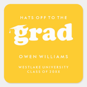 BOLD RETRO HATS OFF TO THE GRAD GRADUATION STICKER