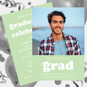 BOLD RETRO HATS OFF TO THE GRAD PHOTO GRAD INVITE