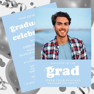 BOLD RETRO HATS OFF TO THE GRAD PHOTO GRAD INVITE