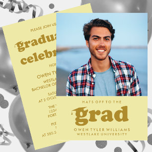 BOLD RETRO HATS OFF TO THE GRAD PHOTO GRAD INVITE