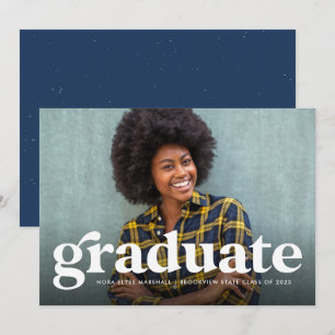 Bold retro horizontal photo graduation announcement