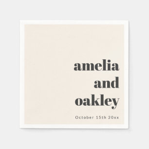 Bold Retro Ivory Wedding Names Party Supply Decor Napkin