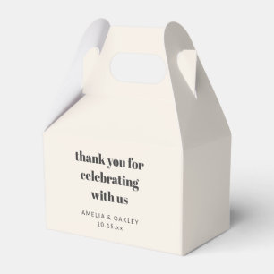 Bold Retro Ivory Wedding Thank You Custom Names Favour Box