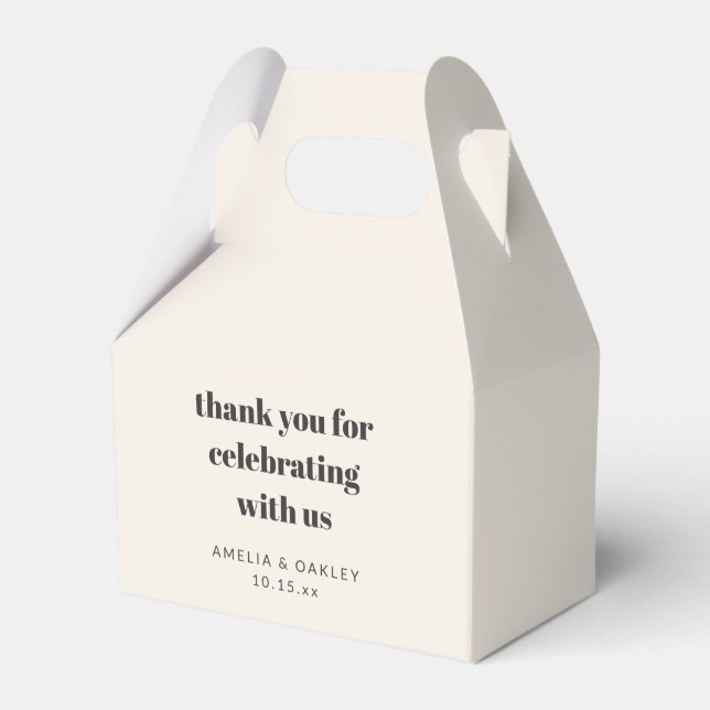 Bold Retro Ivory Wedding Thank You Custom Names Favour Box (Front Side)