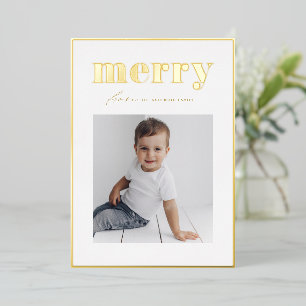 Bold Retro Merry Typography Family Photo Christmas