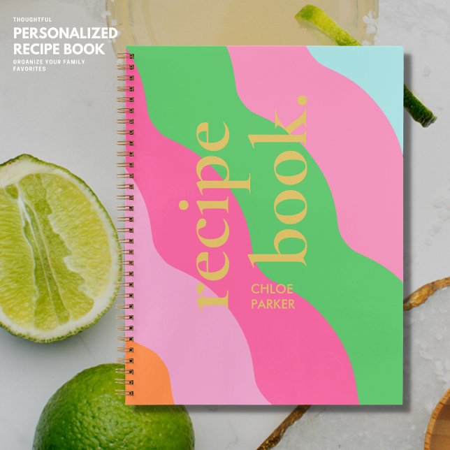 Bold Retro Modern Colourful and Gold Name Recipe Notebook (Creator Uploaded)