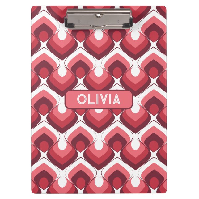 Bold Retro Modern Motif in Pinks Clipboard (Front)