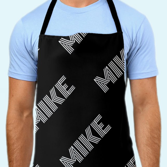 Bold Retro-modern Name or Word Pattern Apron (Creator Uploaded)