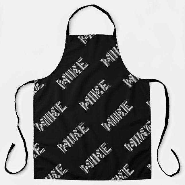 Bold Retro-modern Name or Word Pattern Apron (Front)