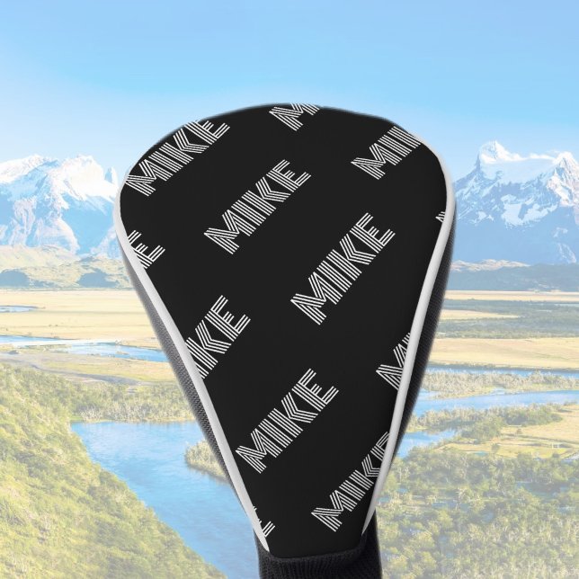 Bold Retro-modern Name or Word Pattern Golf Head Cover (Creator Uploaded)