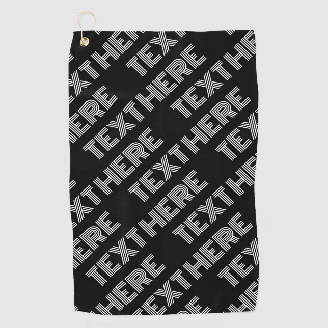 Bold Retro-modern Name or Word Pattern Golf Towel (Front)