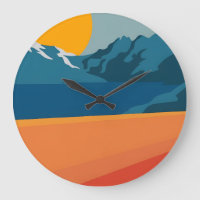 Bold Retro Mountain Scene – Red and Blue Minimalis