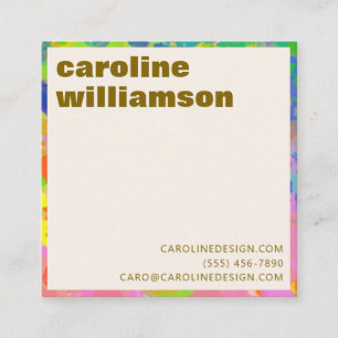 Bold Retro Name Colourful Abstract Paint Creative Square Business Card