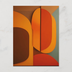 Bold Retro Orange Midcentury Abstract Postcard