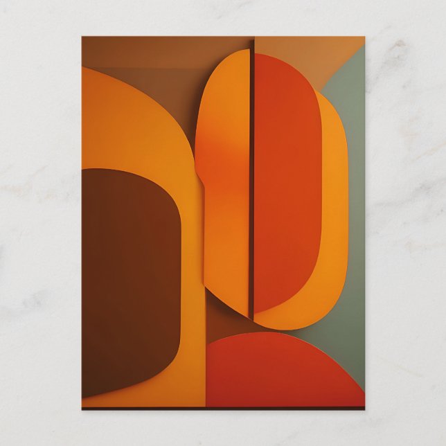 Bold Retro Orange Midcentury Abstract  Postcard (Front)