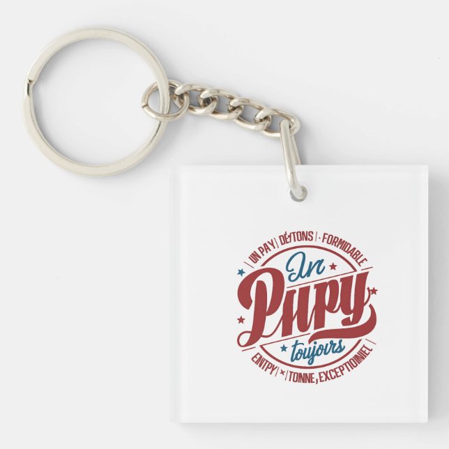 Bold Retro Papy Circle Typography Key Ring (Front)