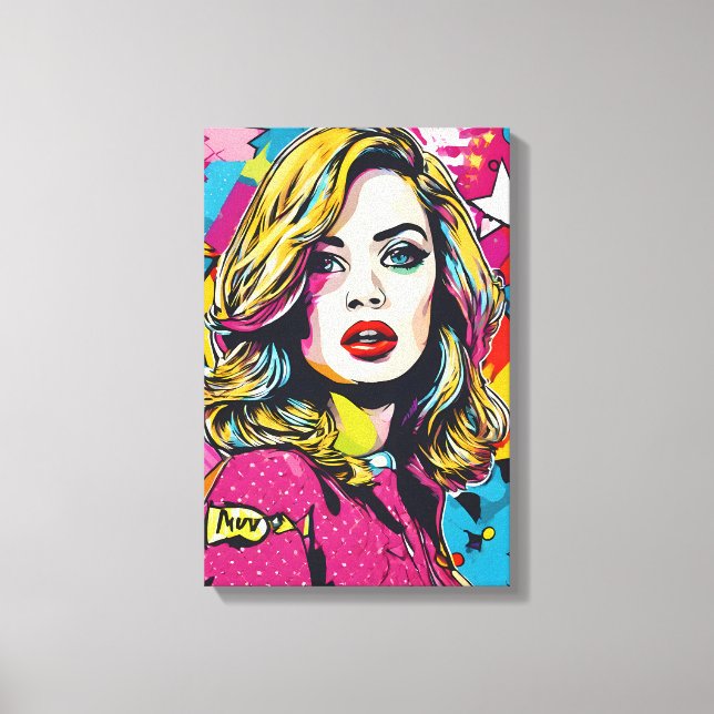 Bold Retro Pop Art Portrait Canvas Print (Front)
