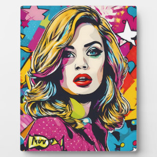 Bold Retro Pop Art Portrait Plaque