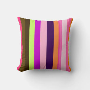 Bold Retro Rainbow Stripe Pattern Cushion
