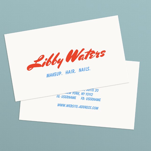 Bold Retro Red Handwritten Script Typography Business Card (Creator Uploaded)