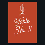 Bold Retro Red Saguaro Cactus Desert Wedding Table Number<br><div class="desc">Bold Retro Terracotta Red Saguaro Cactus Desert Wedding Custom Table Number</div>