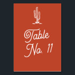 Bold Retro Red Saguaro Cactus Desert Wedding Table Number<br><div class="desc">Bold Retro Terracotta Red Saguaro Cactus Desert Wedding Custom Table Number</div>
