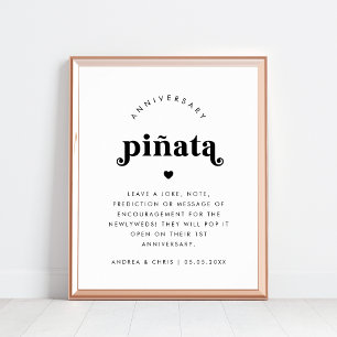 Bold Retro Script Anniversary Piñata Wedding Sign