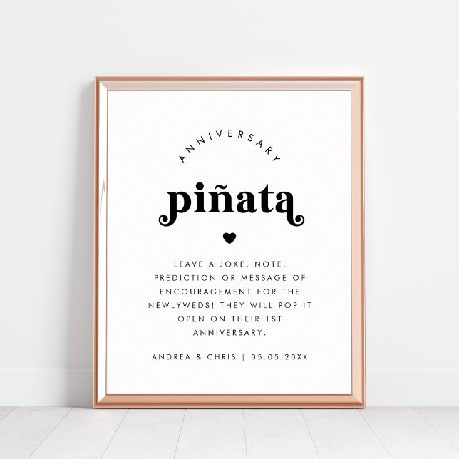 Bold Retro Script Anniversary Piñata Wedding Sign (Creator Uploaded)