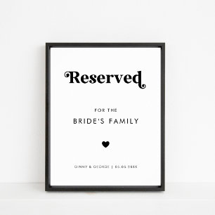 Bold Retro Script Heart Wedding Reserved for Sign