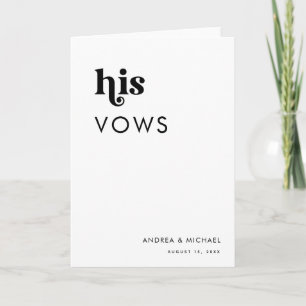 Bold Retro Script Typography His Wedding Vows Card