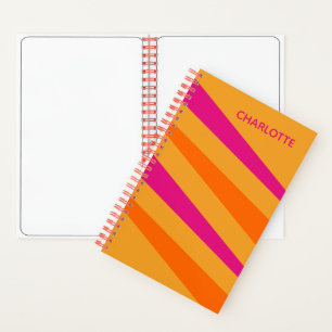 Bold Retro Stripes Monogram Notebook