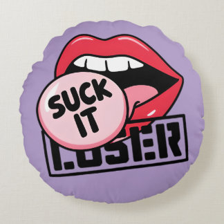 Bold Retro "Suck It" Lips Design Sticker | Funny  Round Cushion