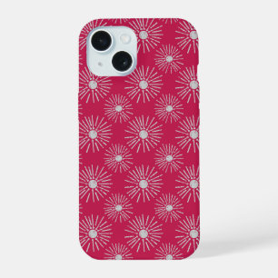 Bold Retro Sunburst Pattern in Deep Pink iPhone 15 Case