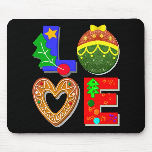 Bold Retro Tygraphy Love Xmas And Cookies T Shirt  Mouse Pad (Front)